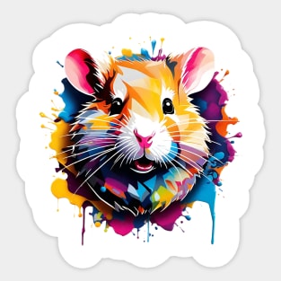 Hamster Head Dripping Rainbow Graffiti Sticker